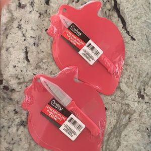 Cooking Concepts Cutting Board With Knife Red 2 pk